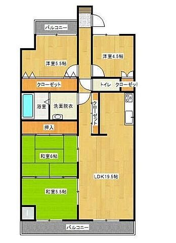 間取り サーパス宇部芝中II 2階/-