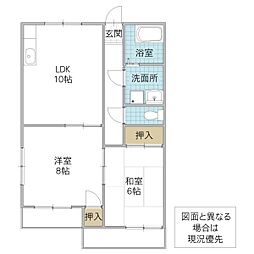 みずほコーポ 2階2LDKの間取り