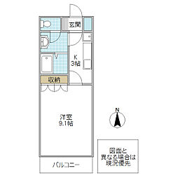 グランティス 1Kの間取図画像