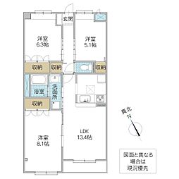 コンフォール里根川2 3LDKの間取図画像