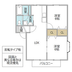 サニーコーポ 2 1階2LDKの間取り