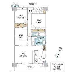 サーパス城南けやき通り 3階3LDKの間取り