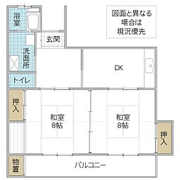 シャトー多賀 2DKの間取図画像