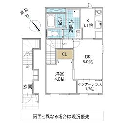 un poireau 2階1LDKの間取り