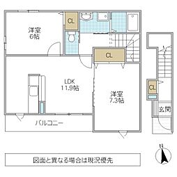 グレイスヴィラ 2階2LDKの間取り