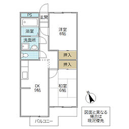 さくらマンション 101号室 1階2DKの間取り