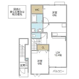 メゾンヒルズ・モトミヤ II 2階2LDKの間取り