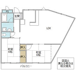丸平ハイム2 2LDKの間取図画像