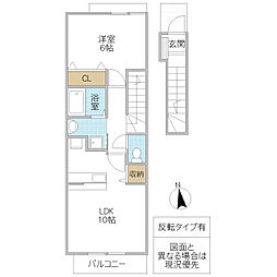 シャンティ 1LDKの間取図画像
