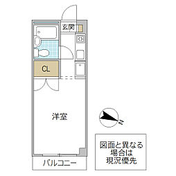 ガーデンヒルズ那珂 ワンルームの間取図画像