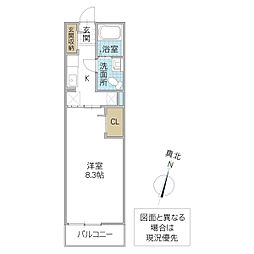 シャロルM 1Kの間取図画像