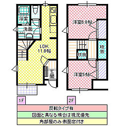 プチ スクエア 1階2LDKの間取り