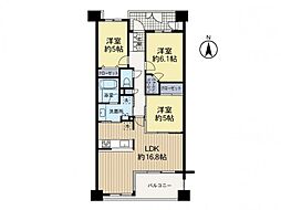 ドラゴンマンション相模原伍番館 3LDKの間取図画像