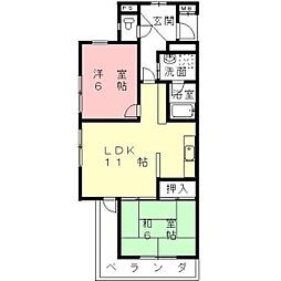 コーポフクシマ 2LDKの間取図画像