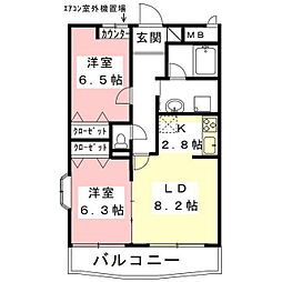 ジェントリィ北一色1 2LDKの間取図画像