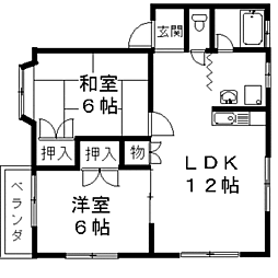 シャルム1番館 2LDKの間取図画像