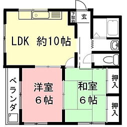 レジデンスみその 2LDKの間取図画像