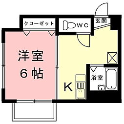 ツツミフローレ 1Kの間取図画像