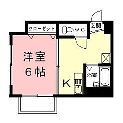 ツツミフローレ 1Kの間取図画像