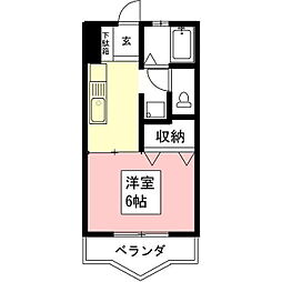 パインリーフ北郷 1Kの間取図画像