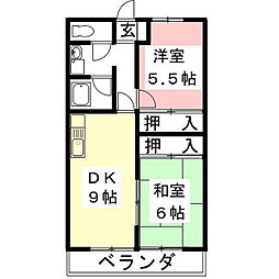 ホワイトピア 2DKの間取図画像