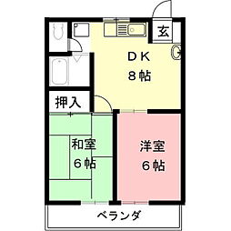 多恵第二ビル 2DKの間取図画像