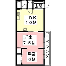 アトランビル 2LDKの間取図画像