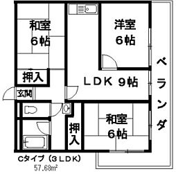 マンション城南 3LDKの間取図画像
