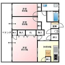 坂口ビル 3DKの間取図画像