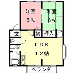 サンビレッジアサノA 2LDKの間取図画像