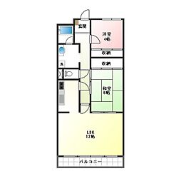 シャルマン平和 2LDKの間取図画像