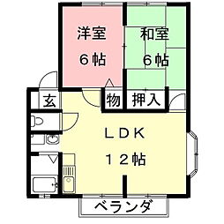 サンビレッジアサノA 2LDKの間取図画像