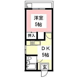 マンション川菱 1DKの間取図画像