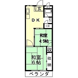 テツオビル 2DKの間取図画像