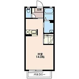 エスポワール下奈良 ワンルームの間取図画像