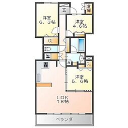 キャッスルハイツ岐阜西　1202号室 12階3LDKの間取り
