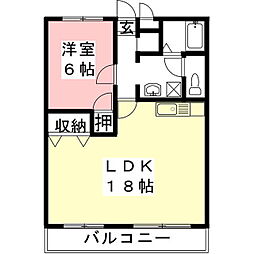 リトルウィング 1LDKの間取図画像