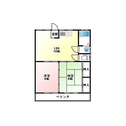 岐購ハイツ 2LDKの間取図画像