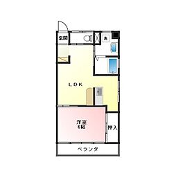 常磐ハイツ 1LDKの間取図画像