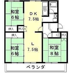 パビリオン梅林苑B棟 3LDKの間取図画像