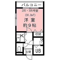 エザンス 1Kの間取図画像