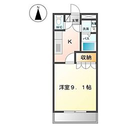 スウィートクローバー 1Kの間取図画像