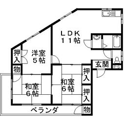 サンロード戸崎 3LDKの間取図画像