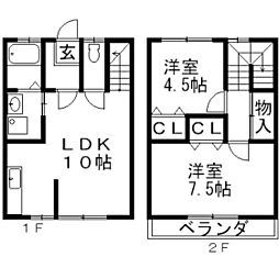 ドゥエル本石 2LDKの間取図画像