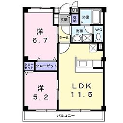 エレシームスクエア 2LDKの間取図画像
