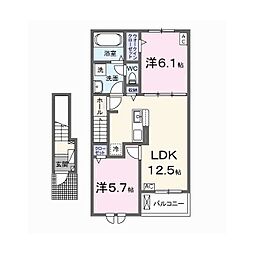 岐阜市領下アパート 2LDKの間取図画像