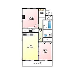 レジデンススギエ 2LDKの間取図画像