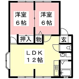 サンビレッジアサノA 2LDKの間取図画像