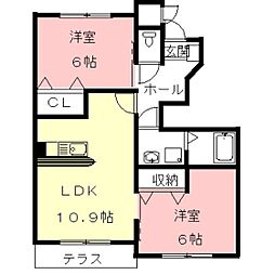 カームリーレジデンス2 2LDKの間取図画像