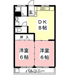 コーポマルセイ 2DKの間取図画像